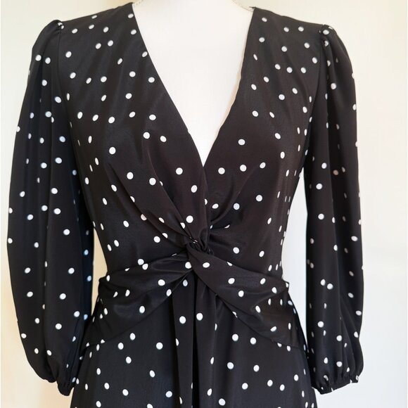 River Island Black Polka Dot Dress – Silky & Flattering Fit - Picture 2 of 10